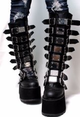 画像3: [取り寄せ]DAMNED-318 / Black / 厚底ブーツ【DEMONIA】 (3)