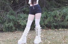 画像7: [取り寄せ]DAMNED-318 / White / 厚底ブーツ【DEMONIA】 (7)