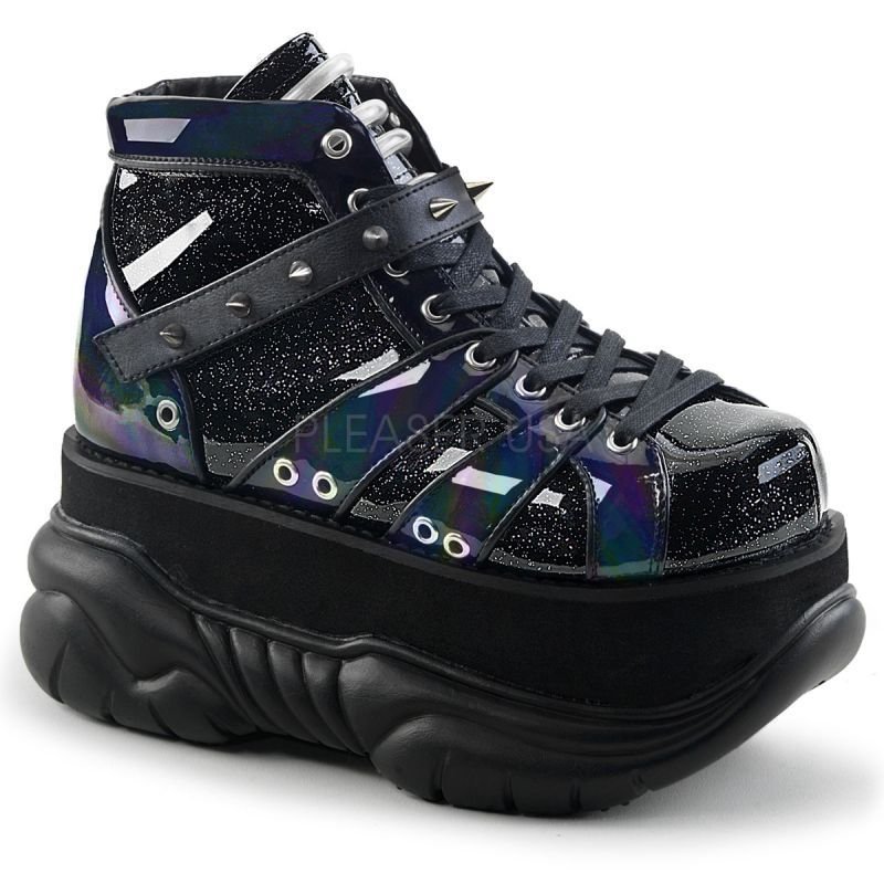 Demonia ブラック プラットフォームスニーカー 厚底スニーカー ブーツ 取り寄せ]MENS / NEPTUNE-100 / Black Glitter / 厚底スニーカー