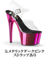 画像4: [取り寄せ]【ストラップあり】ADORE-708 / ミュール / メタリックソール / クリアサンダル【Pleaser】 (4)