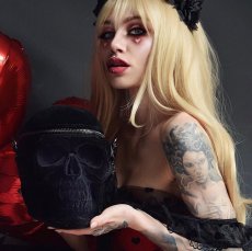 画像8: Grave Digger Skull / VELVET / 闇の頭蓋骨 / バッグ【KILL STAR】 (8)