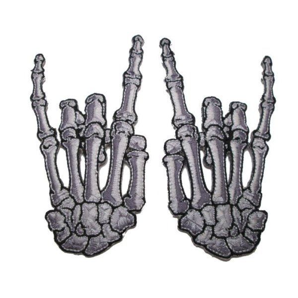 画像1: Skelli Hand Devil Bone Patch Pair / White / アイロンパッチ【KREEPSVILLE 666】 (1)