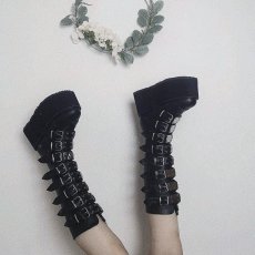 画像11: [取り寄せ]DAMNED-318 / Black / 厚底ブーツ【DEMONIA】 (11)