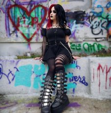 画像12: [取り寄せ]DAMNED-318 / Black / 厚底ブーツ【DEMONIA】 (12)