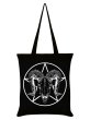 画像1: Ram Skull Pentagram Black Tote Bag / エコバッグ【GRINDSTORE】 (1)