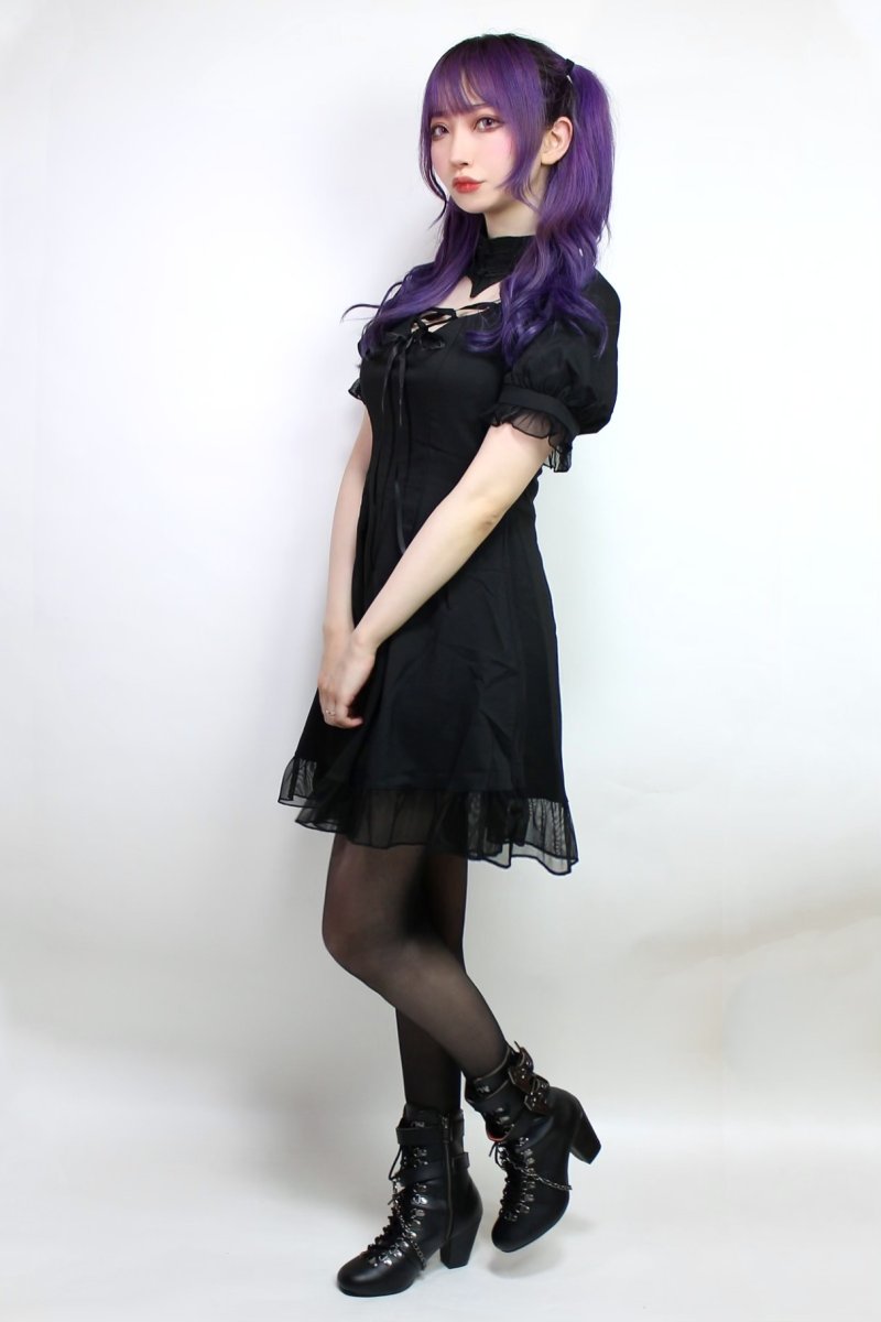 画像2: Gothic lolita hearted lace up midi dress / ワンピース【DARK IN LOVE】 (2)