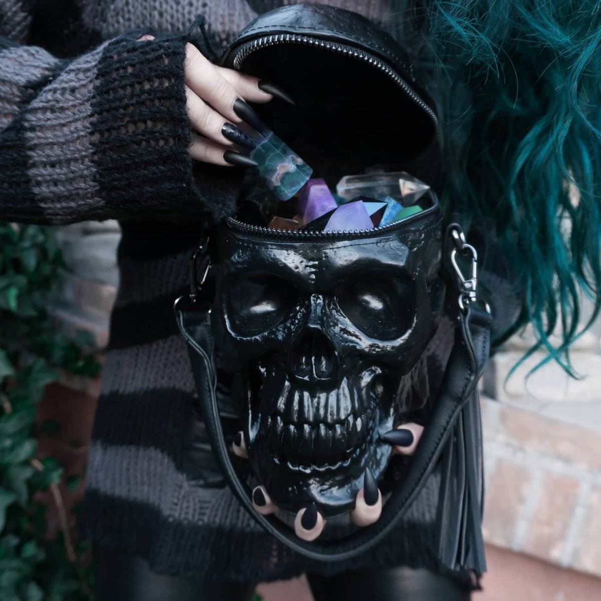 画像19: GRAVE DIGGER SKULL HANDBAG / BLACK / 骸骨の墓掘り/ バッグ【KILL STAR】 (19)