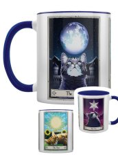 画像1: Deadly Tarot Felis - The Moon, The Sun 2-Tone Mug / cat / マグ【GRINDSTORE】 (1)