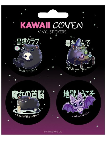 画像1: Kawaii Coven Vinyl Sticker Set / cat / ステッカー【GRINDSTORE】 (1)