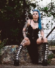 画像14: [取り寄せ]DAMNED-318 / Black / 厚底ブーツ【DEMONIA】 (14)