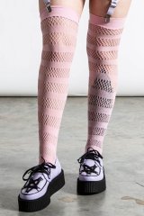 Shena Fishnet Stockings / PASTEL PINK / ニーハイソックス【KILL STAR】