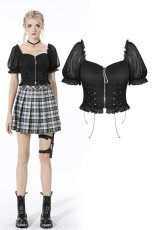画像1: Rock doll lace up waist pin zip top / トップス【DARK IN LOVE】 (1)