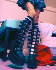 画像17: [取り寄せ]DAMNED-318 / Black / 厚底ブーツ【DEMONIA】 (17)