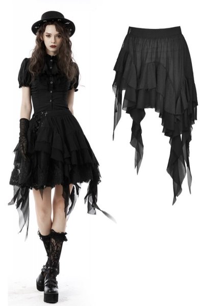 画像1: Gothic lolita irregular tasseled skirt / スカート【DARK IN LOVE】 (1)