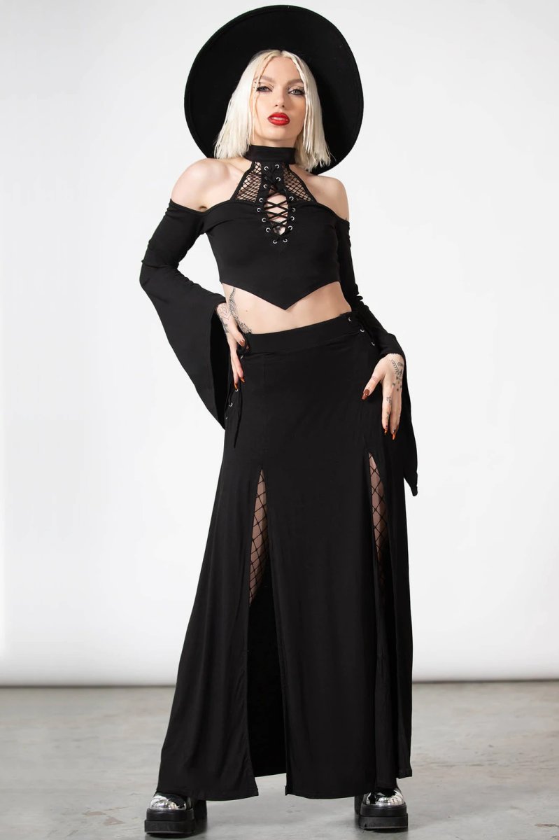 画像1: HELLVERINA SPLIT MAXI SKIRT / スカート【KILL STAR】 (1)
