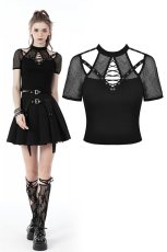 画像1: Rocker sexy cutout net knit T / トップス【DARK IN LOVE】 (1)