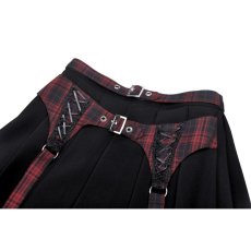 画像6: Red / Punk rock double buckle pleated skirt / スカート【DARK IN LOVE】 (6)