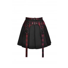 画像2: Red / Punk rock double buckle pleated skirt / スカート【DARK IN LOVE】 (2)