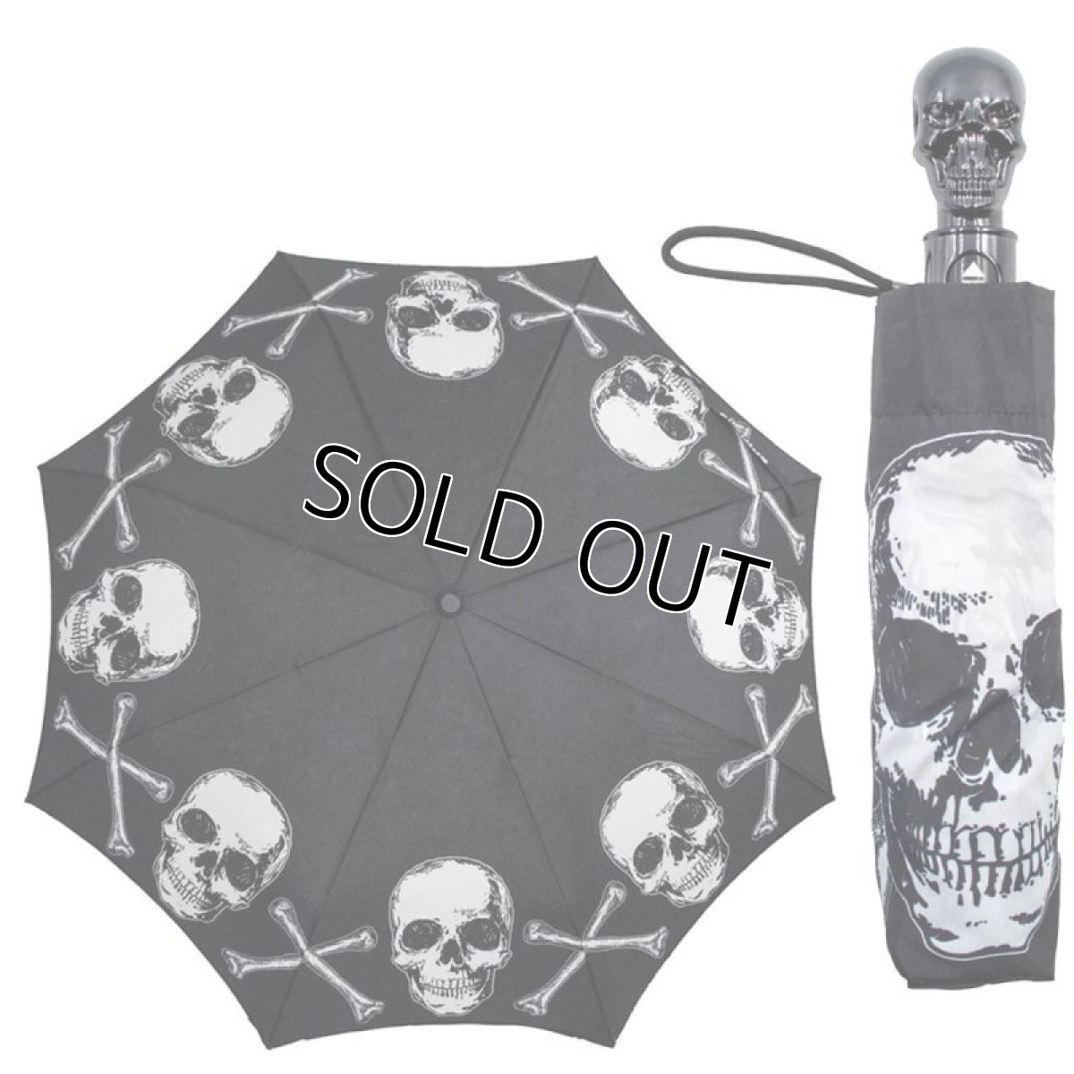 画像1: ANATOMICAL SKULL AND BONES / 折りたたみ傘（ワンタッチ式）【KREEPSVILLE 666】 (1)