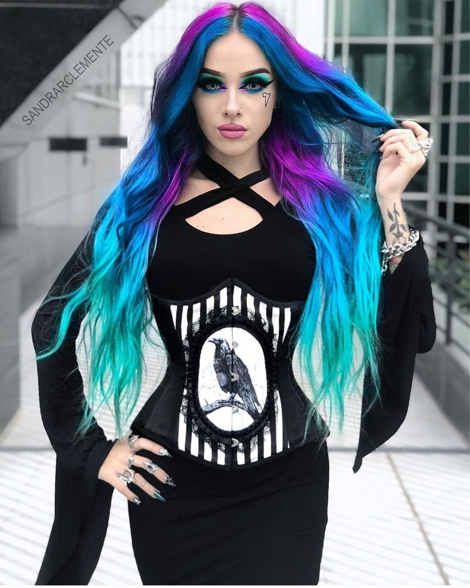 画像2: FANTASY RAVEN / ストライプ / アンダーバストコルセット【Restyle】 (2)