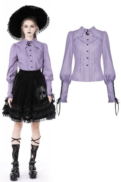 画像1: Star collar purple witch blouse / トップス【DARK IN LOVE】 (1)