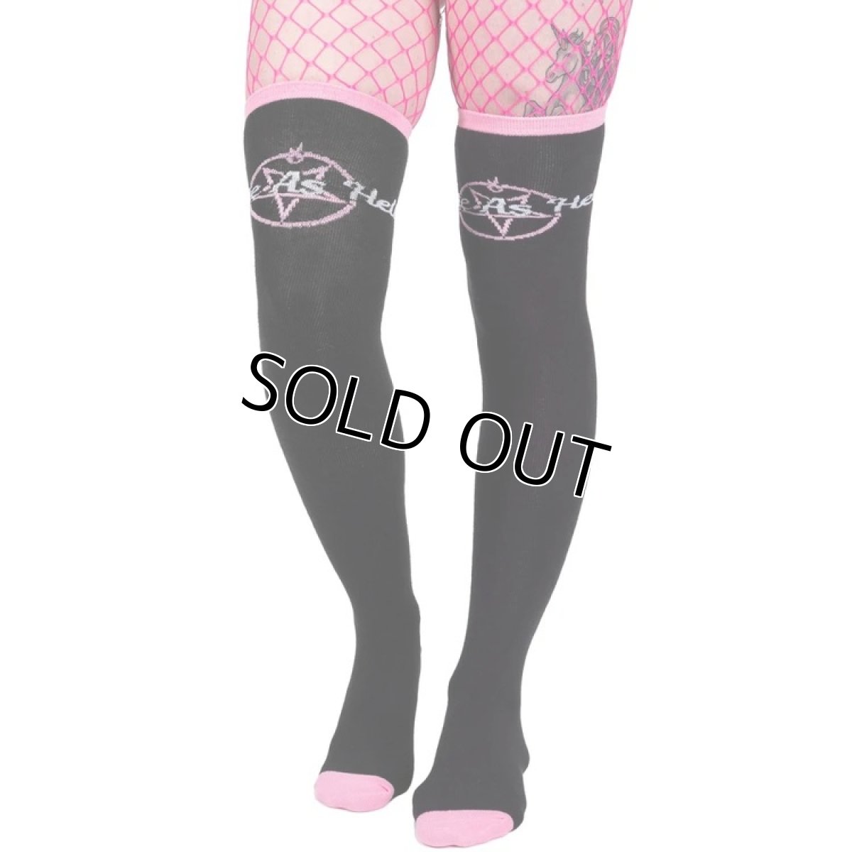 画像2: 🔥SALE🔥Cute As Hell Pentagrams Socks / ニーハイソックス【TOO FAST】 (2)