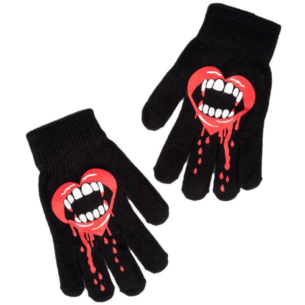 画像1: 🔥SALE🔥Bite Me Vampire Lips Winter Knit Gloves / 手袋【TOO FAST】 (1)