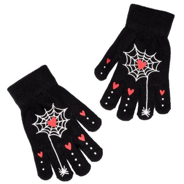 画像1: 🔥SALE🔥Heart Webs Finger Tattoo Winter Knit Gloves / 手袋【TOO FAST】 (1)