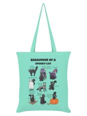 画像1: Behaviour Of A Spooky Cat Tote Bag/Mint Green/ エコバッグ【GRINDSTORE】 (1)