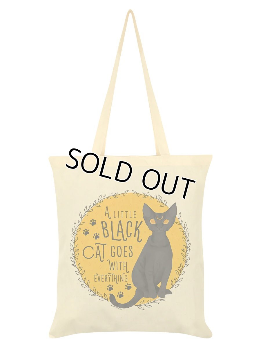 画像1: A Little Black Cat Goes With Everything Cream Tote Bag / エコバッグ【GRINDSTORE】 (1)