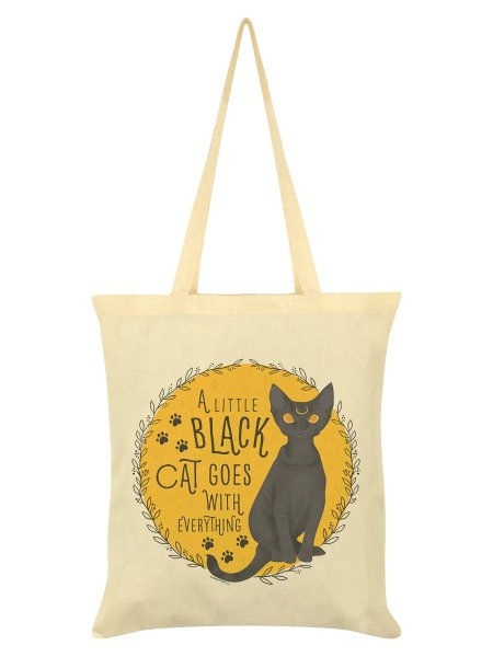 画像1: A Little Black Cat Goes With Everything Cream Tote Bag / エコバッグ【GRINDSTORE】 (1)