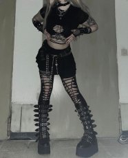 画像21: [取り寄せ]DAMNED-318 / Black / 厚底ブーツ【DEMONIA】 (21)