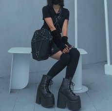 画像11: [取り寄せ]CAMEL-203 / ビーガンレザー / 厚底シューズ【DEMONIA】 (11)