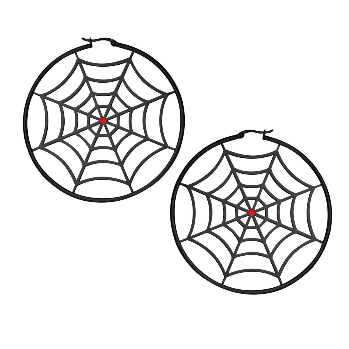 画像1: SPIDERWEB HOOP EARRINGS / BLACK / ピアス【SOURPUSS】 (1)
