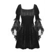画像2: Gothic princess bell lace sleeves velvet dress / ワンピース【DARK IN LOVE】 (2)