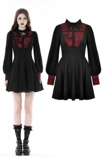 ハロウィンに♪Dark in Love マキシ ゴシック ドレス Black Gothic Mesh Patchwork Back Lace-up Dress / ワンピース