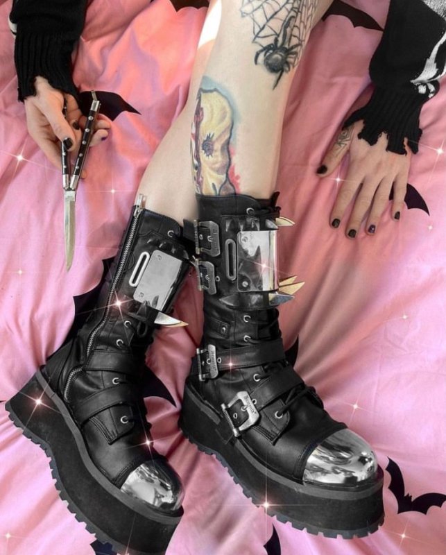 見せたってグラタンさん専用 Demonia 厚底ベルトブーツ 取り寄せ]MENS / GRAVEDIGGER-250 / 厚底ブーツ【DEMONIA】 | Spider