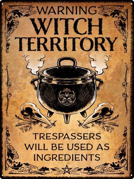 画像1: Warning Witch Territory Tin Sign / Mサイズ / アルミポスター【GRINDSTORE】 (1)