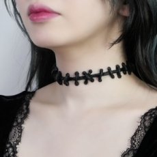 画像1: 縫い痕チョーカー / Black (1)