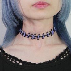 画像2: 縫い痕チョーカー / Black×Purple (2)