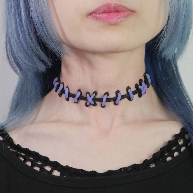 縫い痕チョーカー / Black×Purple | Spider Rock Web