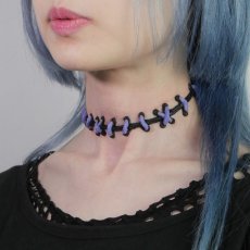 画像1: 縫い痕チョーカー / Black×Purple (1)