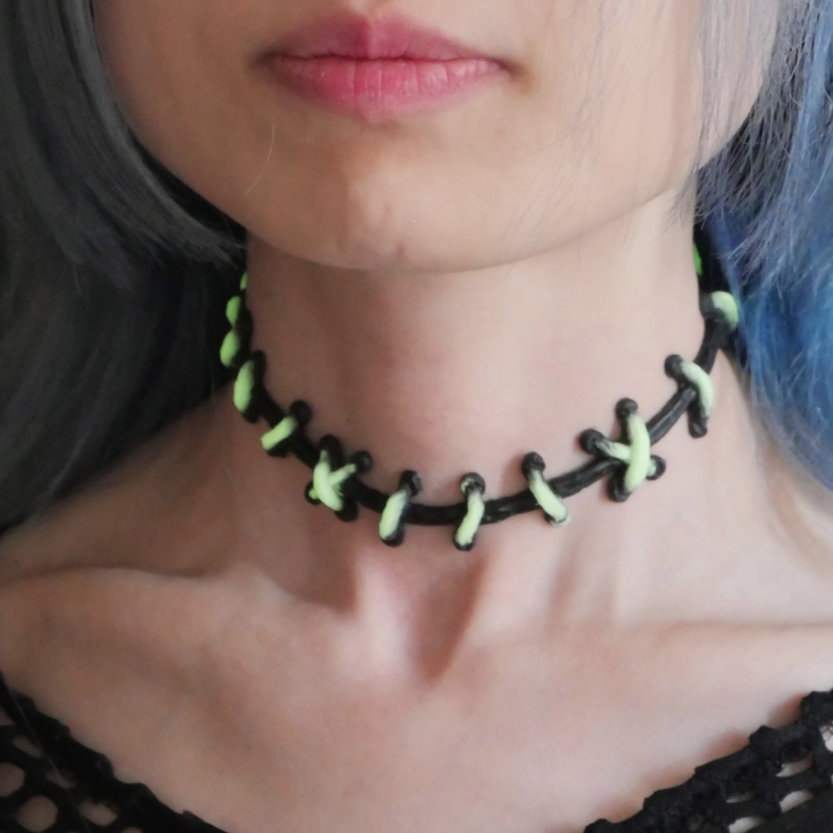 画像3: 縫い痕チョーカー / Black×Glow (3)
