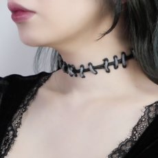 画像1: 縫い痕チョーカー / Black×Silver (1)