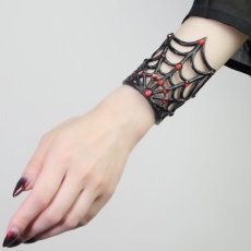 画像1: Spider Web Cuff ブレスレット / Ruby Red (1)