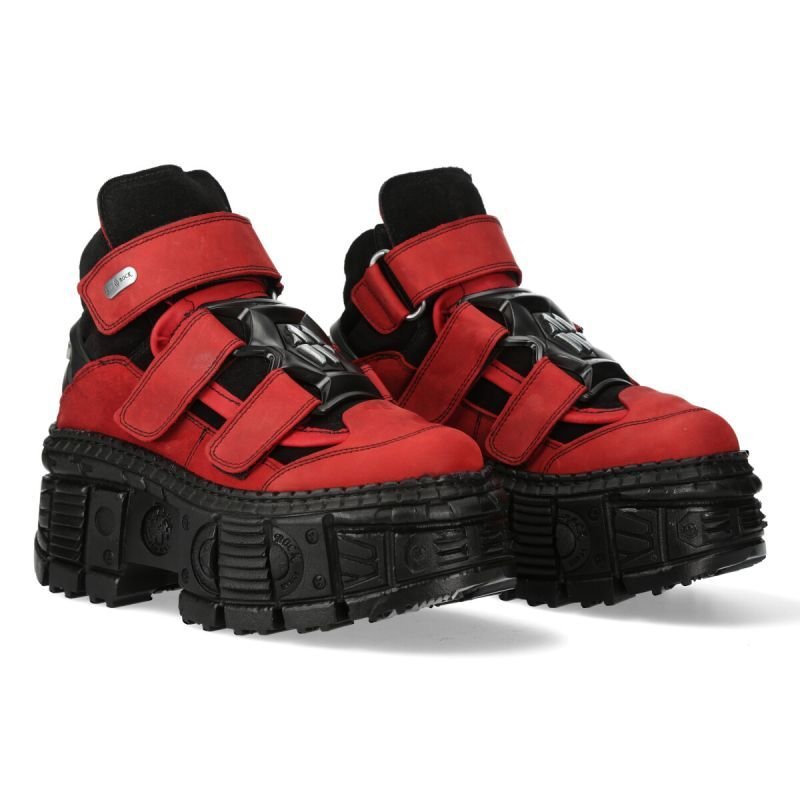 JIRIKI スニーカー レッド/ブラック/収納袋付き 取り寄せ] M-WALL285 -S6 / レッドxブラック / 厚底スニーカー