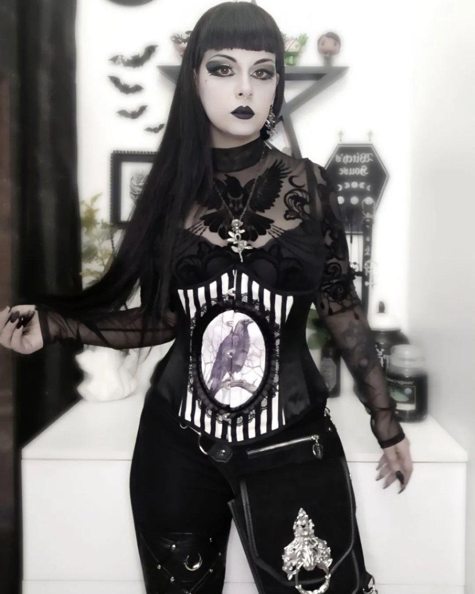 画像12: FANTASY RAVEN / ストライプ / アンダーバストコルセット【Restyle】 (12)