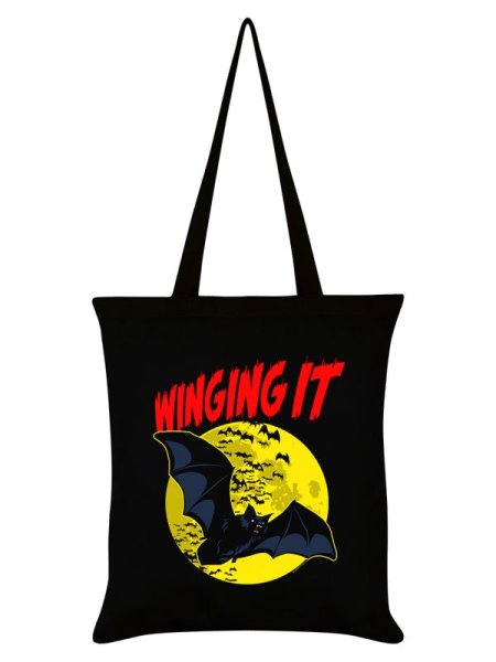 画像1: Winging It Horror Bat Black Tote Bag / エコバッグ【GRINDSTORE】 (1)