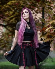 画像11: Red / Punk rock double buckle pleated skirt / スカート【DARK IN LOVE】 (11)