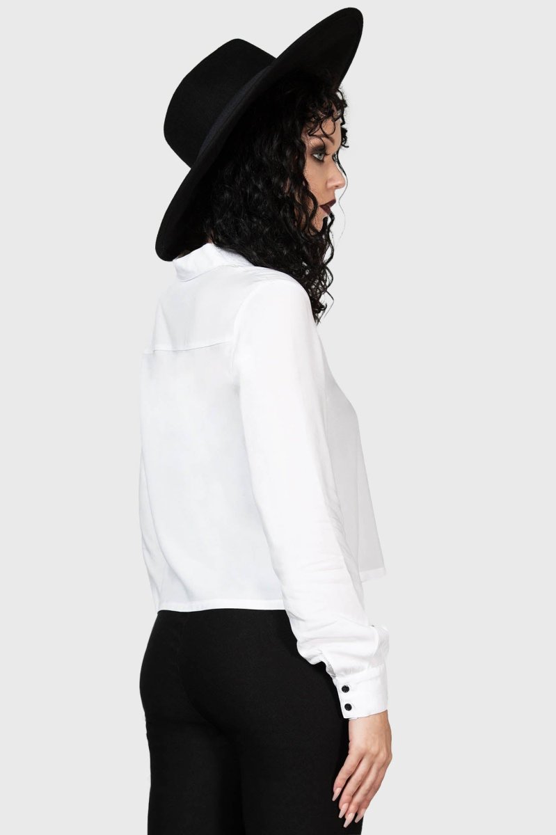 画像4: NIGHT FRIGHTS SHIRT / クロップブラウス【KILL STAR】 (4)